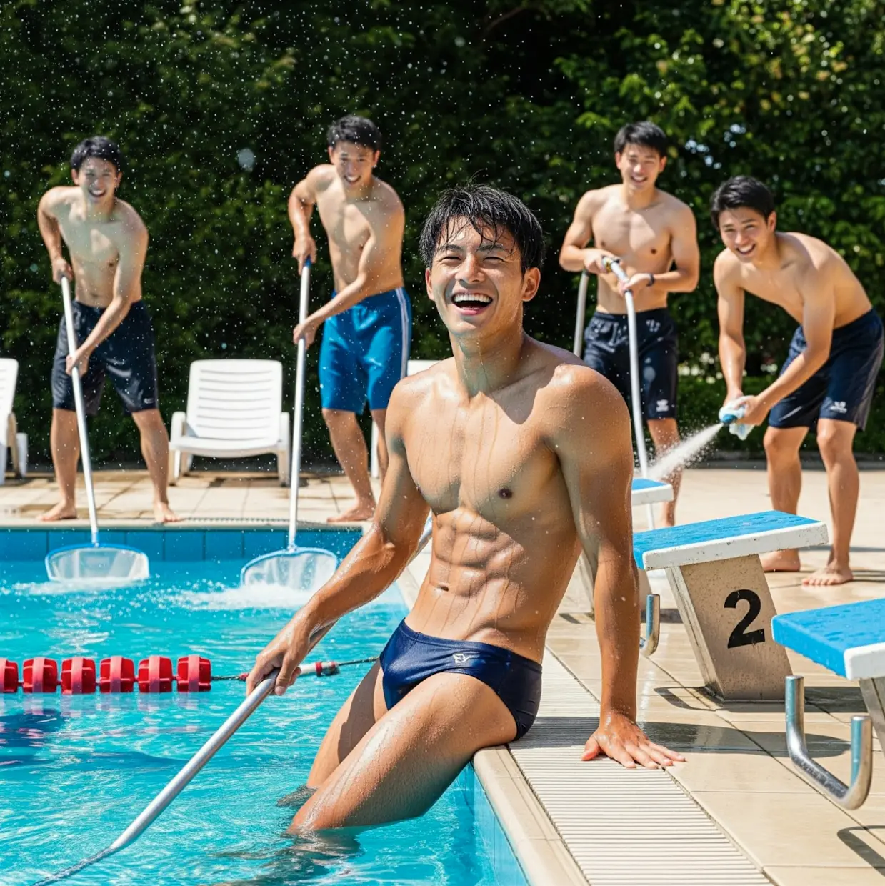 Men in swimwear from the photobook *AI Macho* #2