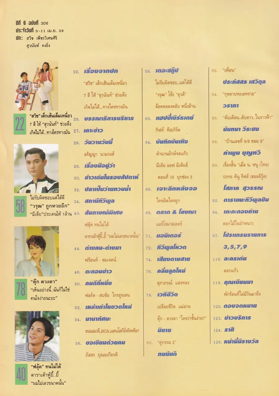 (วันวาน) กบ สุวนันท์ & บี๋ สวิช @ นิตยสาร ทีวีพูล ปีที่ 6 ฉบับที่ 306 เมษายน 2539