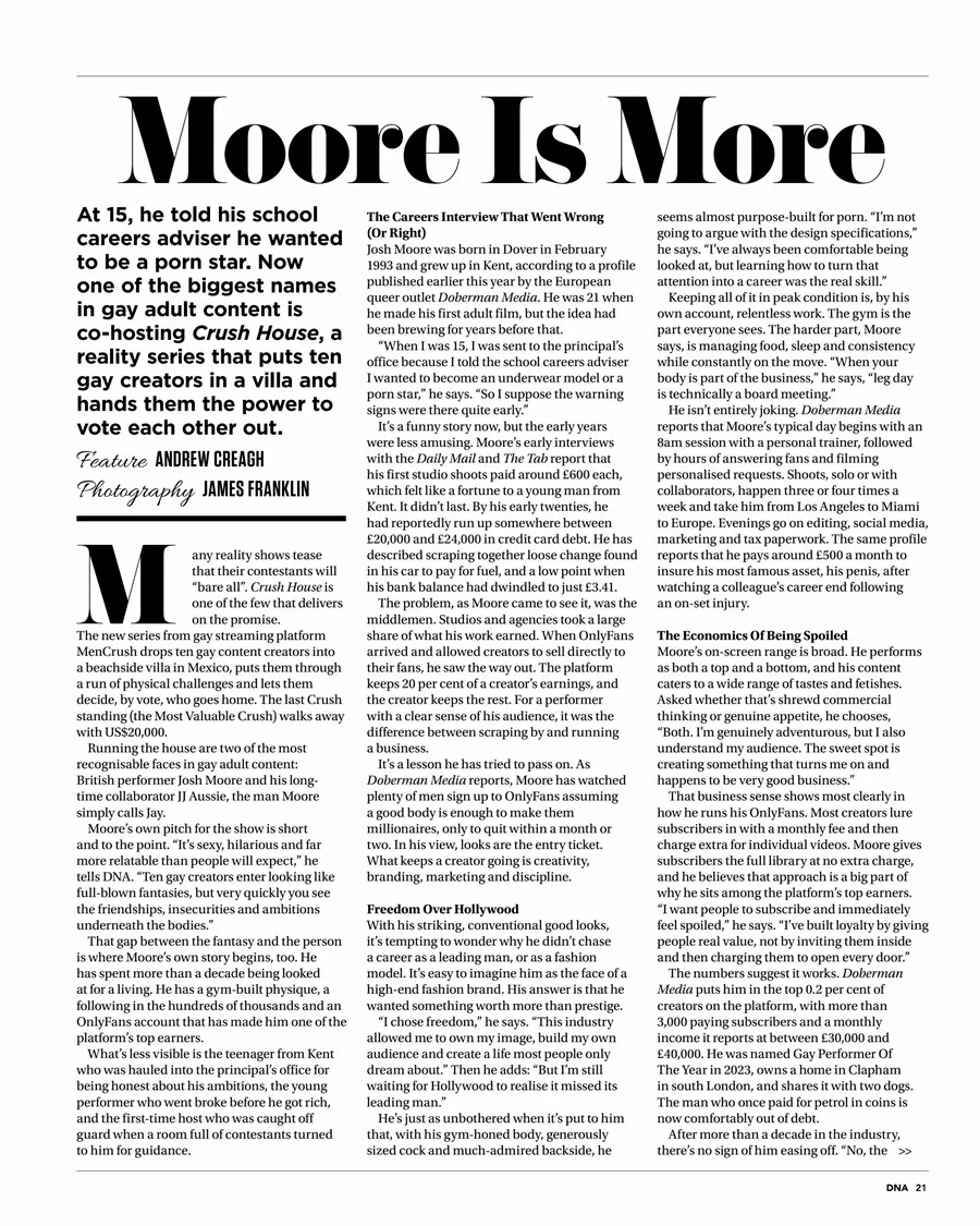 Josh Moore @ DNA Magazine issue 322 November 2026