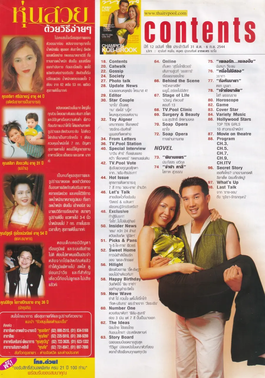 (วันวาน) กบ สุวนันท์ & บรู๊ค ดนุพร @ นิตยสาร ทีวีพูล ปีที่ 12 ฉบับที่ 588 สิงหาคม 2544