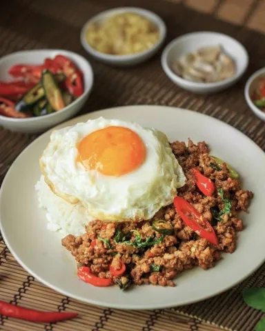 ทำกระเพราไข่ดาว