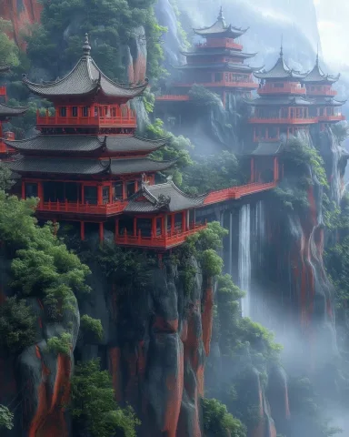 สำนักตั้งอยู่เหนือทะเลเมฆที่ลอยอยู่ชั่วนิรันดร์ บนยอดเขาสูงชันจนไม่มีทางขึ้นเว้นแต่นกบินถึง ตามตำนานเล่าว่า เมื่อใดที่กระเรียนขาวคู่หนึ่งบินเหนือยอดเขานี้ แสดงว่ามีผู้บรรลุขั้นเซียน