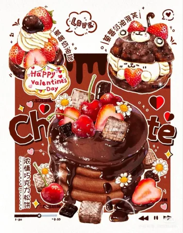 เซต เค้กช็อกโกแลตลาวาสตอเบอรี่รวม🍫🍒