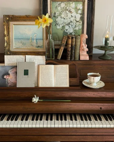 เล่นเปียโน อ่านหนังสือ