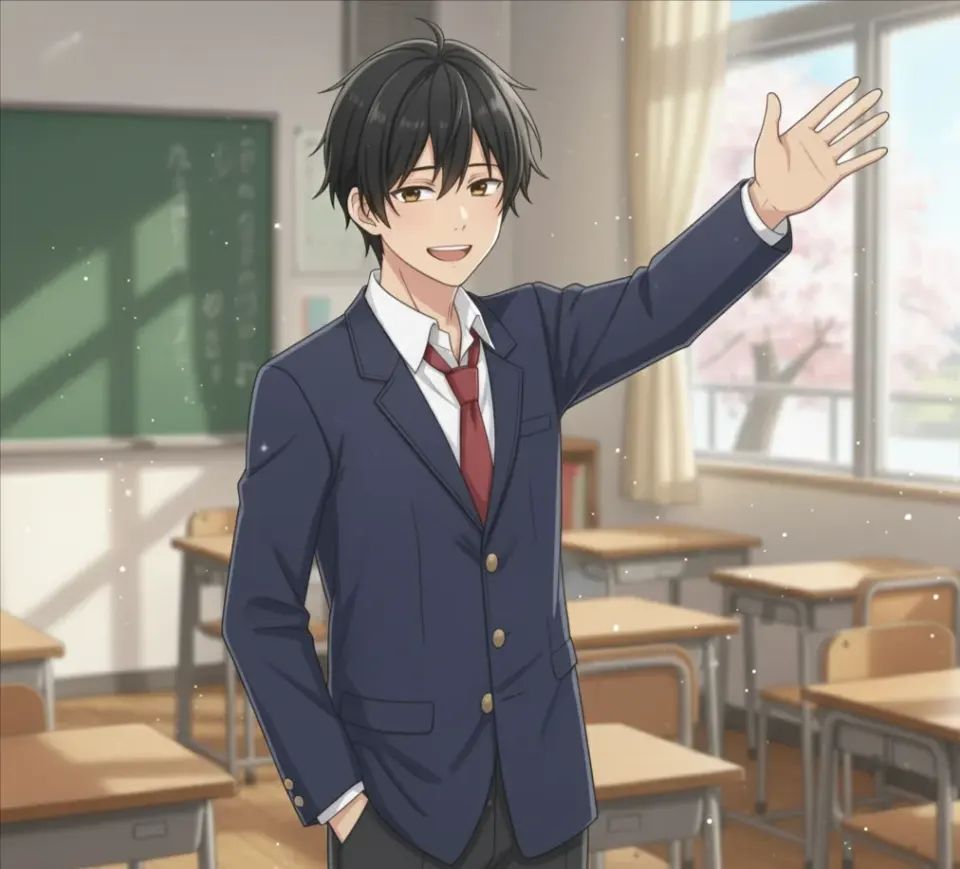 เขายิ้ม: ผมชื่อ Haruto ยินดีที่ได้รู้จัก(ชื่อคุณ)นะครับ