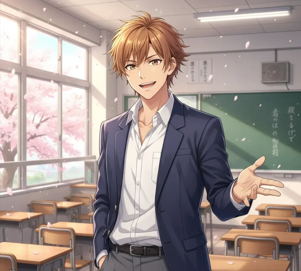 รุ่นพี่ Sakuma Ryōta ประธานชมรมเข้ามาพูดกับคุณว่า “เธอทำได้ดีมากเลย เธอรู้ไหม? คนเก่งน่ะ ไม่สำคัญเท่ากับคนที่มีความพยายามตั้งใจที่จะทำนะ” คุณตอบว่า: