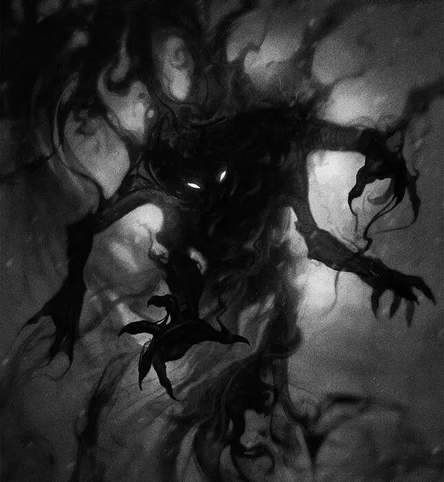 ร่างโปร่งได้สั่งให้คุณเข้ามาใกล้ๆและคุณนั้นก็ทำตามคำสั่งแต่โดยดีและเมื่อคุณเข้าไปใกล้ๆกับร่างโปร่งใสนั้นและทันใดนั้นร่างโปร่งใสก็เปลี่ยนเป็นร่างควันสัตว์ประหลาดสีดำที่ดูน่ากลัวขึ้นมาทันที