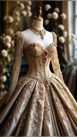 A luxurious golden gown fit for a queen
