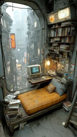 ห้องที่เต็มไปด้วยหนังสือ เอกกสารเก่าๆ และคอมพิวเตอร์เครื่องโบราณแต่ยังพอใช้ได้