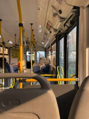 I go to school by bus.