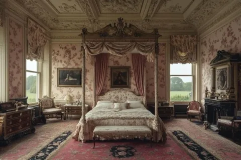 Typical room with pink decorations.