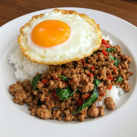 กระเพราไก่ไข่ดาว