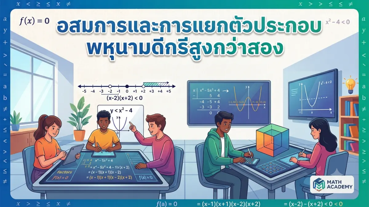 อสมการและการแยกตัวประกอบพหุนามดีกรีสูงกว่าสอง
