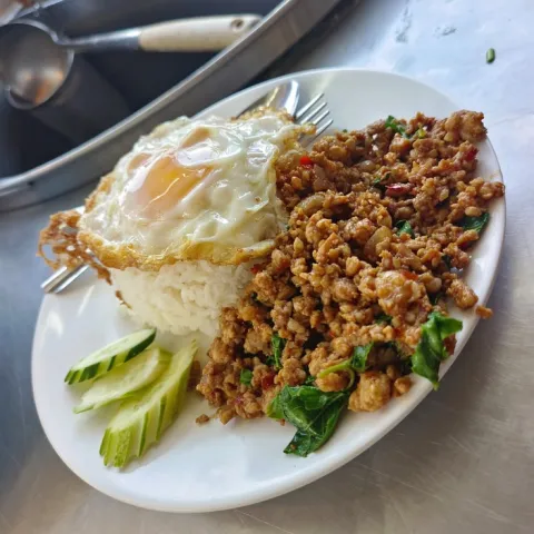 ผัดกระเพราหมูสับไข่ดาว