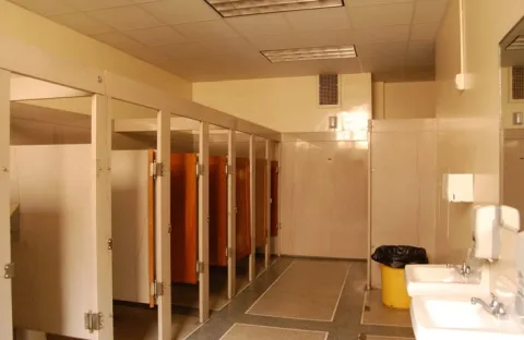 The bathroom to fix your hair
