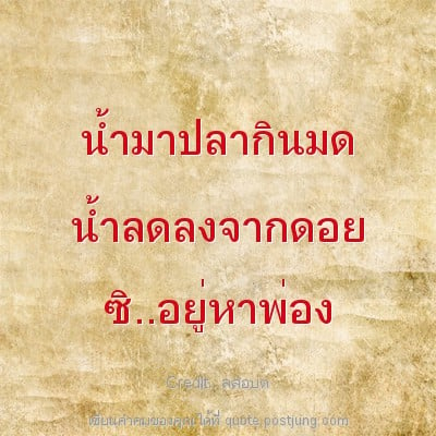 น้ำมาปลากินมด น้ำลดลงจากดอย ซิ..อยู่หาพ่อง