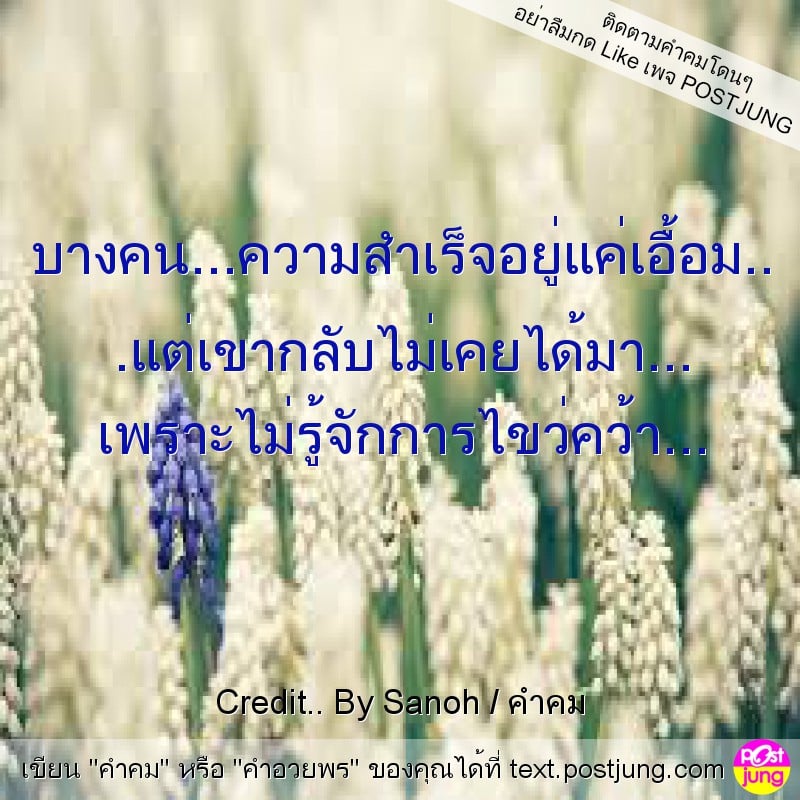 บางคน...ความสำเร็จอยู่แค่เอื้อม.. .แต่เขากลับไม่เคยได้มา... เพราะไม่รู้จักการไขว่คว้า...