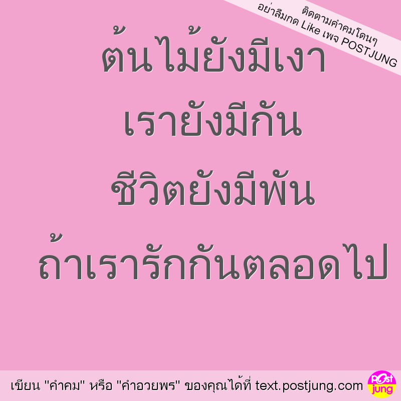 ต้นไม้ยังมีเงา เรายังมีกัน ชีวิตยังมีพัน ถ้าเรารักกันตลอดไป
