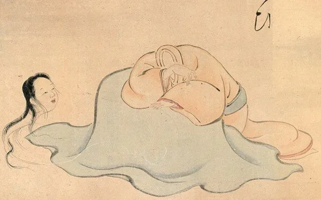 Nukekubi
สังเกตบริเวณคอให้ดี จะเห็นว่า มีสายเล็กๆไม่ยาวมากอยู่ จุดนี้เองที่ต่อมาพัฒนาตามสายวิชาจนยาวใหญ่คล้ายลำไส้ของกระสือไทย