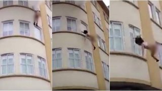 สาวกำลังอาบน้ำกระโดดตึก หนีไฟไหม้ ทั้งร่างเปลือย...