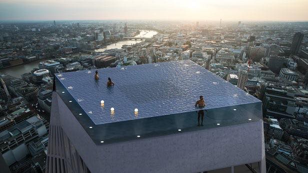 ลอนดอนเปิดตัวสระว่ายน้ำ 360 องศา บนยอดตึกกับคำถามคาใจ “จะเข้าไปว่ายน้ำได้อย่างไร?”