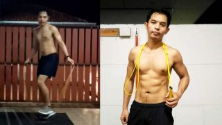 หนุ่มหุ่นล่ำ โชว์ลีลากระโดดเชือก แบบสเตปเท้าขั้นเทพ (คลิป)