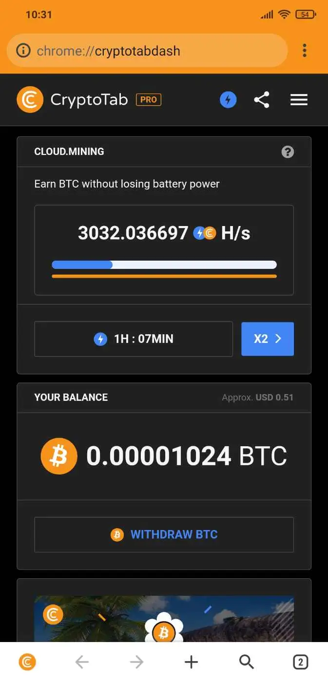ขุด Bitcoin ด้วย cryptotabs ผ่านมือถือ