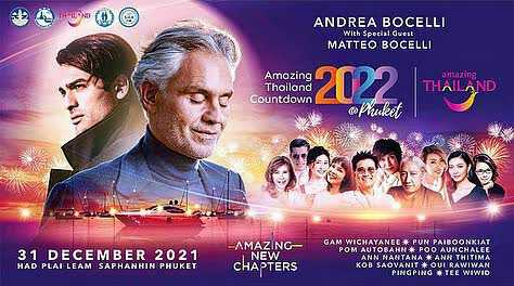 Andrea Bocelli Live at Phuket Thailand. New Year 2022 Countdown