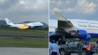เครื่องบินอินโดนีเซียลงจอดฉุกเฉินหลังเกิดไฟลุก