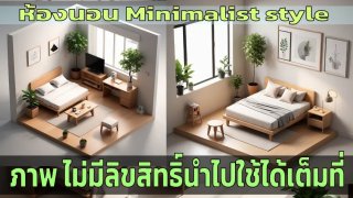 Stable Diffusion prompts ฟรีรูปภาพห้องนอน Minimalist style