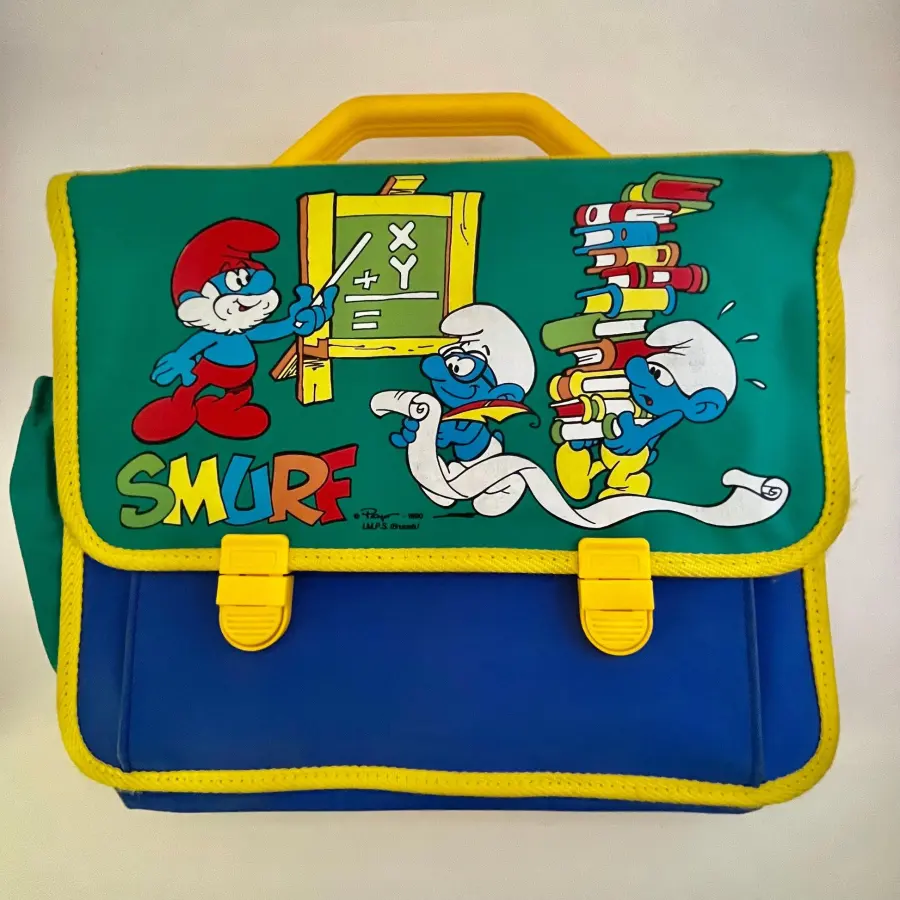 1990 Vintage Smurf Backpack/ Briefcase (Marked Peyo I.M.P.S Brussels)
&ndash; Retro Kandy Vintage