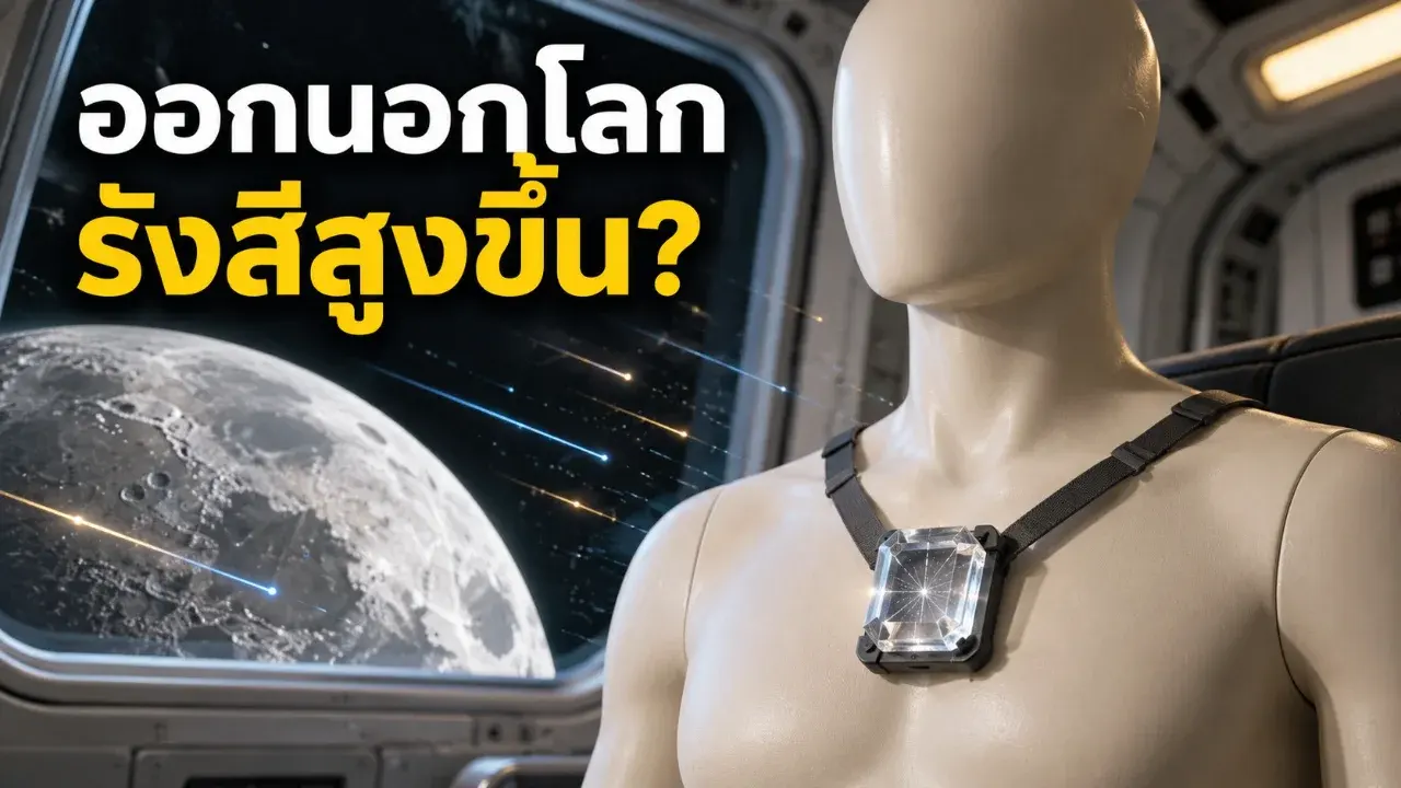 ภาพประกอบรังสีอวกาศและดวงจันทร์