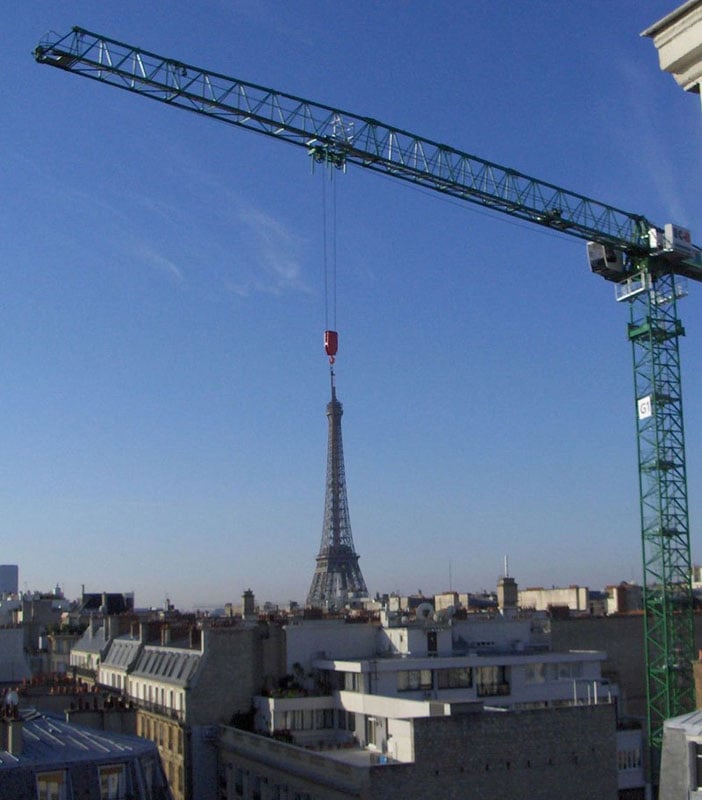 eiffel tower crane perfect timing