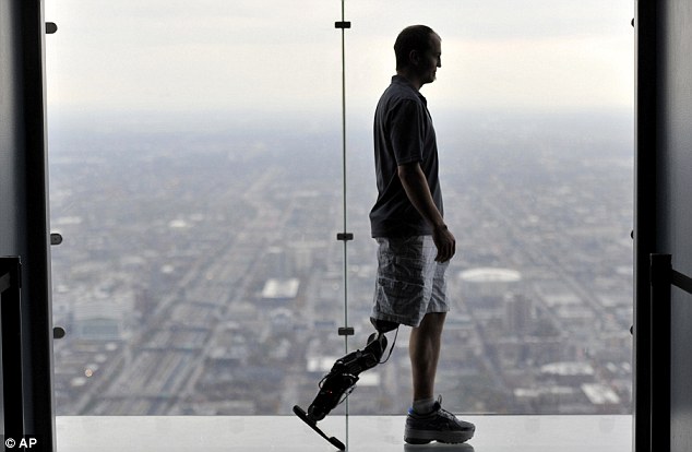 Zac, who lost his leg following a motorcycle accident, made it to the top of the tower in under an hour 