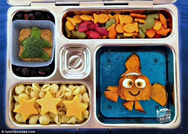 Under the sea: 'I love the way you combine color, creativity and good healthy food,' wrote one of his readers on the marine-themed Finding Nemo post. 'You're setting the bar high for us other dads!'