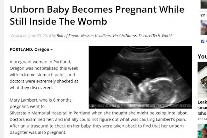 An article saying an unborn baby has