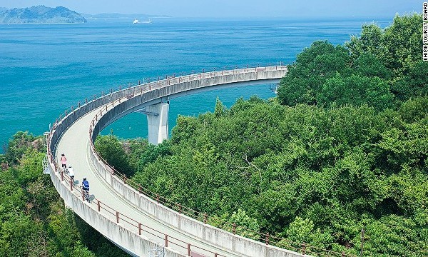 เส้นทาง ปั่นจักรยานเที่ยว ประเทศญี่ปุ่น บนสะพานแขวนยาวที่สุดในโลก  Hiroshima's Shimanami Kaido