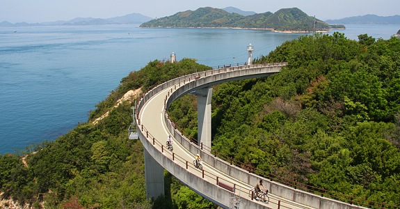 เส้นทาง ปั่นจักรยานเที่ยว ประเทศญี่ปุ่น บนสะพานแขวนยาวที่สุดในโลก  Hiroshima's Shimanami Kaido