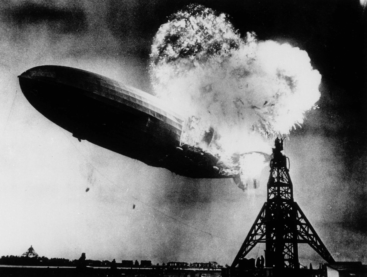 exactly-one-year-after-its-maiden-passenger-carrying-flight-the-hindenburg-was-destroyed-in-a-fiery-inferno-as-it-attempted-to-land-at-lakehurst-new-jersey-35-people-onboard-the-airship-along-with-one-person-on-the-grou
