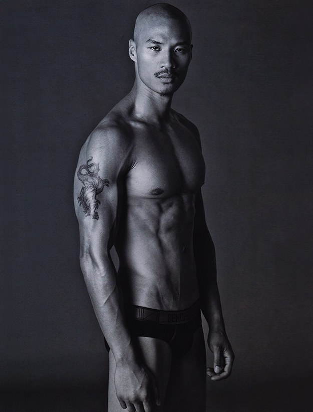 Model Juan Paolo Roldan who thankfully is allergic to shirts.