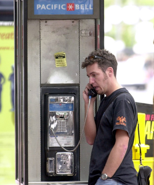 Having to make a call from a disgusting pay phone — and making sure you had change to make the call.
