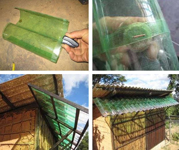 ทำหลังคากันแสงแดดจากขวด ใช้แทนสแลน ทำหลังคากันแสงแดดจากขวด ใช้แทนสแลน