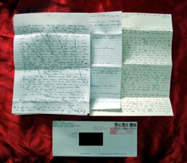 BOBBIE ( Robert ) JOE LONG ( The Classified Ad Rapist ) - letter, envelope w/ HAND TRACING ( 2013 )