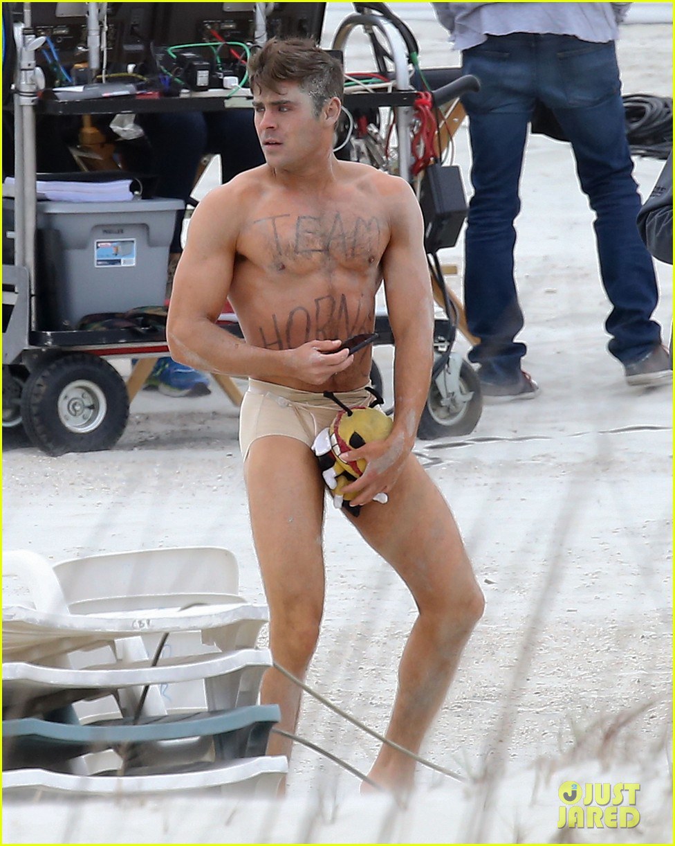 zac efron shirtless nearly naked on set 01