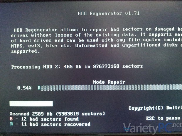 การซ่อมแซม Bad Sector ฮาร์ดดิสก์ ด้วย HDD Regenerator