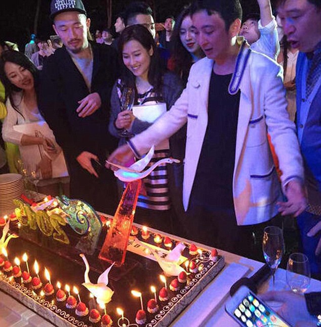 Party time: Wang Sicong celebrated his 27th birthday in January at a resort in Sanya. Many celebrities were invited to his party and Korean girls band, T-ara, staged a private concert for him
