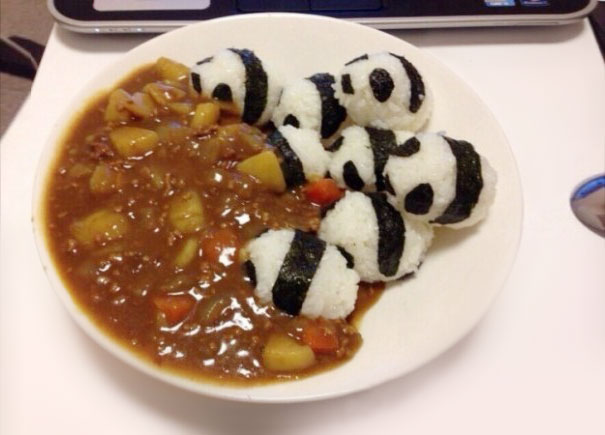 อาหารญี่ปุ่นน่ารัก Pandas In A Curry 