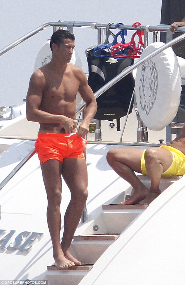 Tiny trunks: Ronaldo has been showcasing quite the array of colourful shorts over the last few days