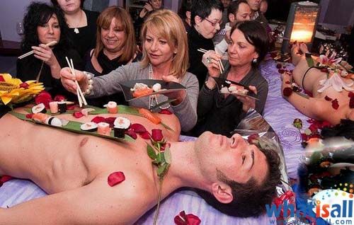 Nyotaimori, also known as ‘Body Sushi’, is a type of sushi or sashimi that is served on the body of a women, typically naked women body. This kind of serving is rarely found in some parts of the world. This is an obscure Japanese practice, which had attracted immense media attention when it was first introduced.