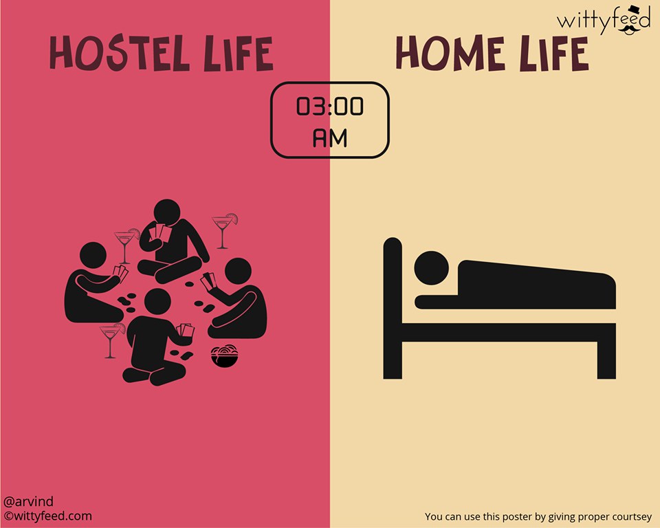 แบบไหนดีกว่ากัน!! มาลองดูภาพเปรียบเทียบชีวิตประจำวัน"ระหว่างอยู่ หอ vs บ้าน"